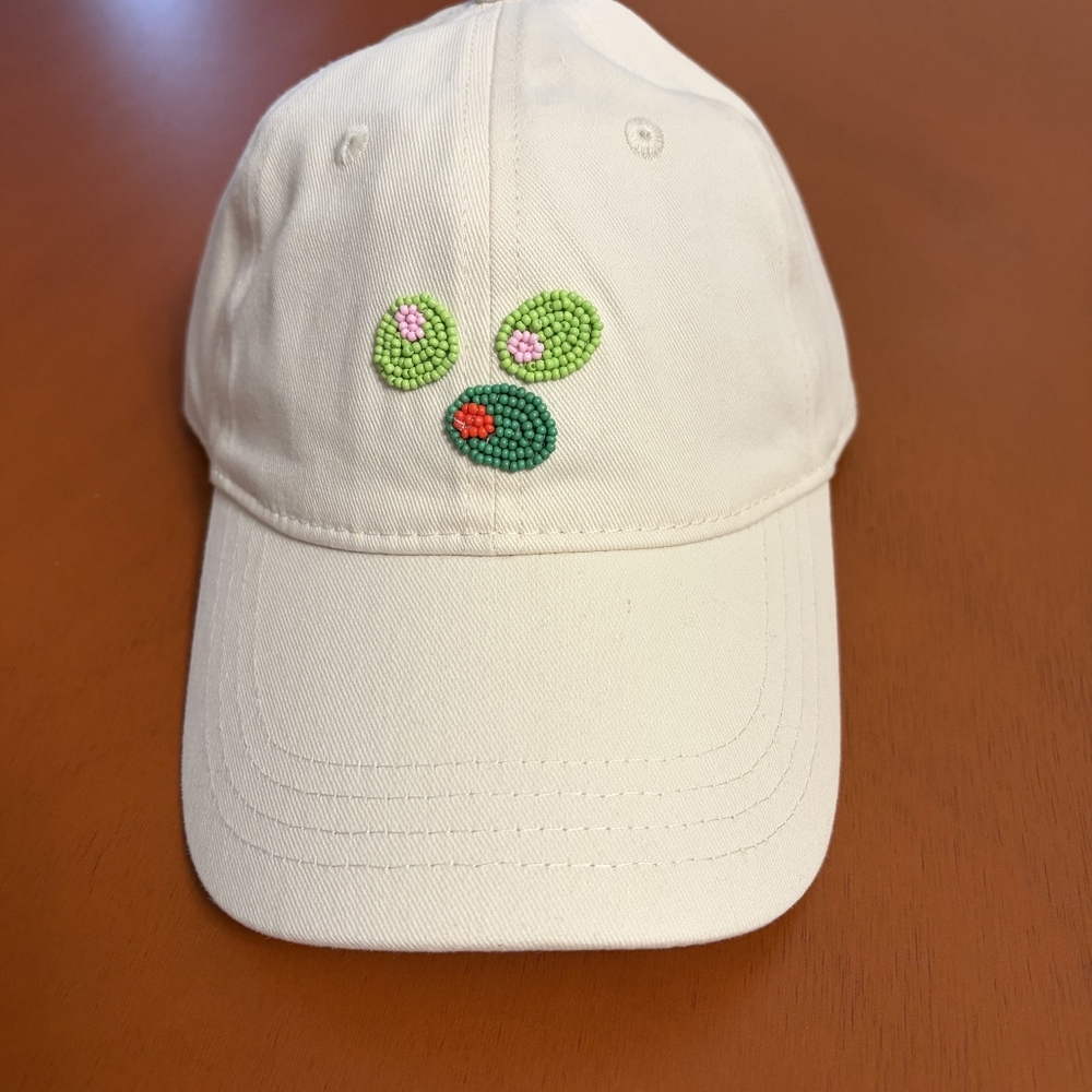 Anthropologie Frasier Sterling Beaded Olive Baseball Hat, NWT